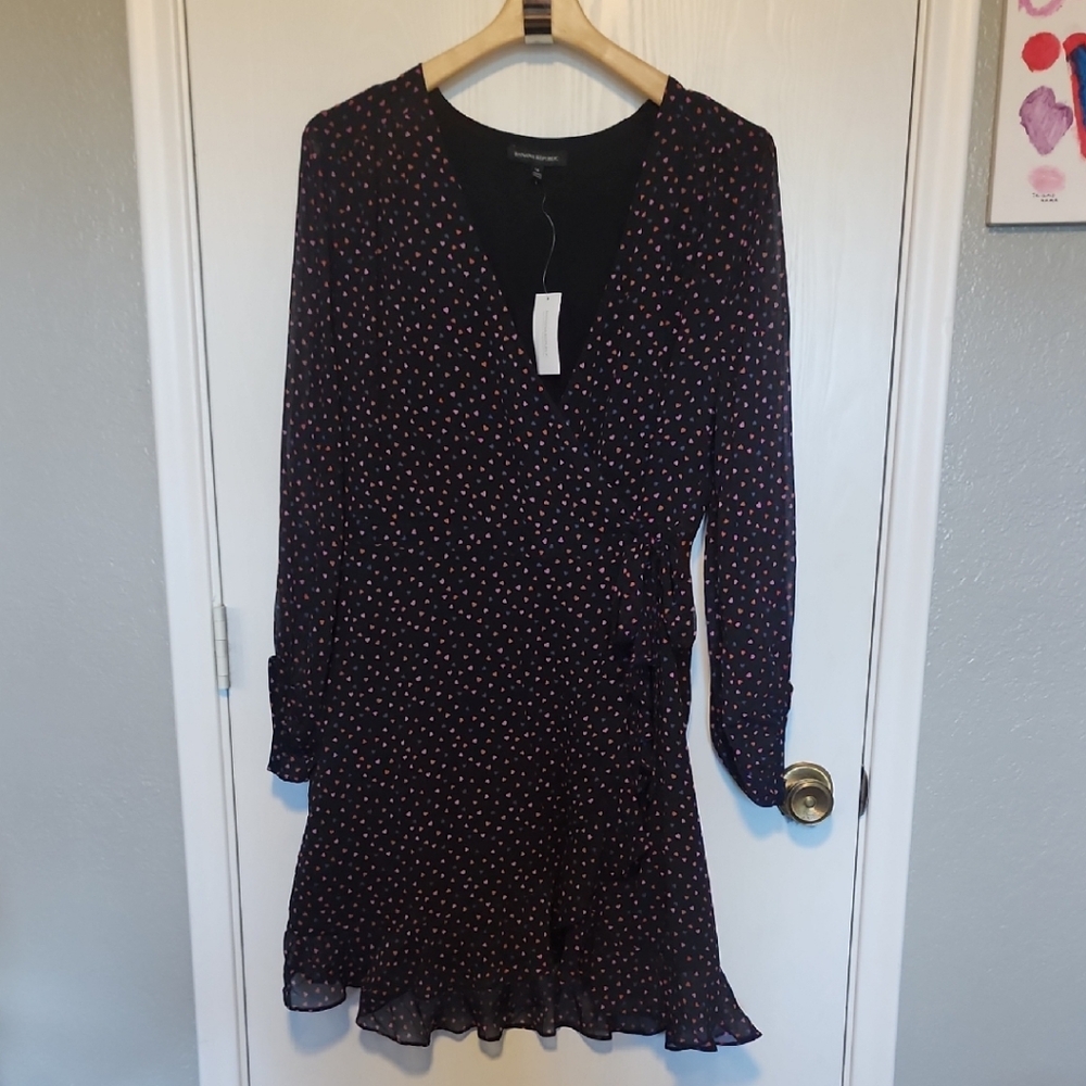 Banana Republic Black Dress with Red/Pink/Purple Hearts